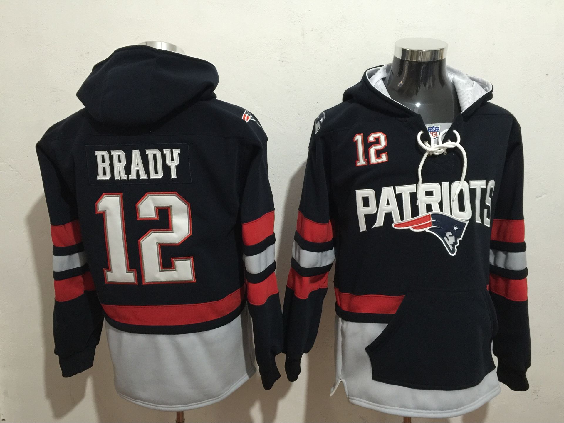 Men NFL Nike New England Patriots  #12 Brady blue Sweatshirts